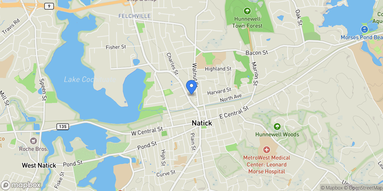 Map showing 2 Yuba Place Unit 2, Natick, MA 01760, Wayland, Massachusetts, United States.