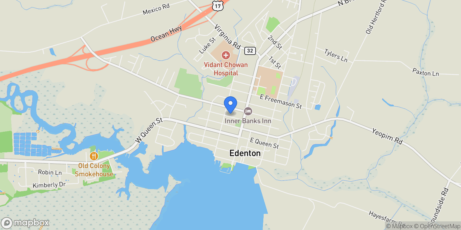 Map showing 116 W Gale St, Edenton, NC 27932, Edenton, North Carolina, United States.