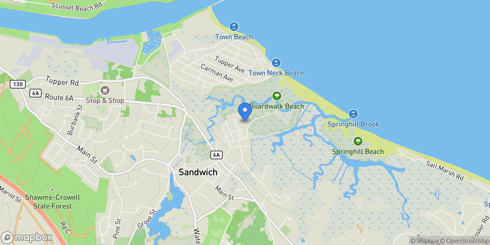 Map showing 3 Boardwalk Road, Sandwich, MA 02563, Sandwich, Massachusetts, United States.