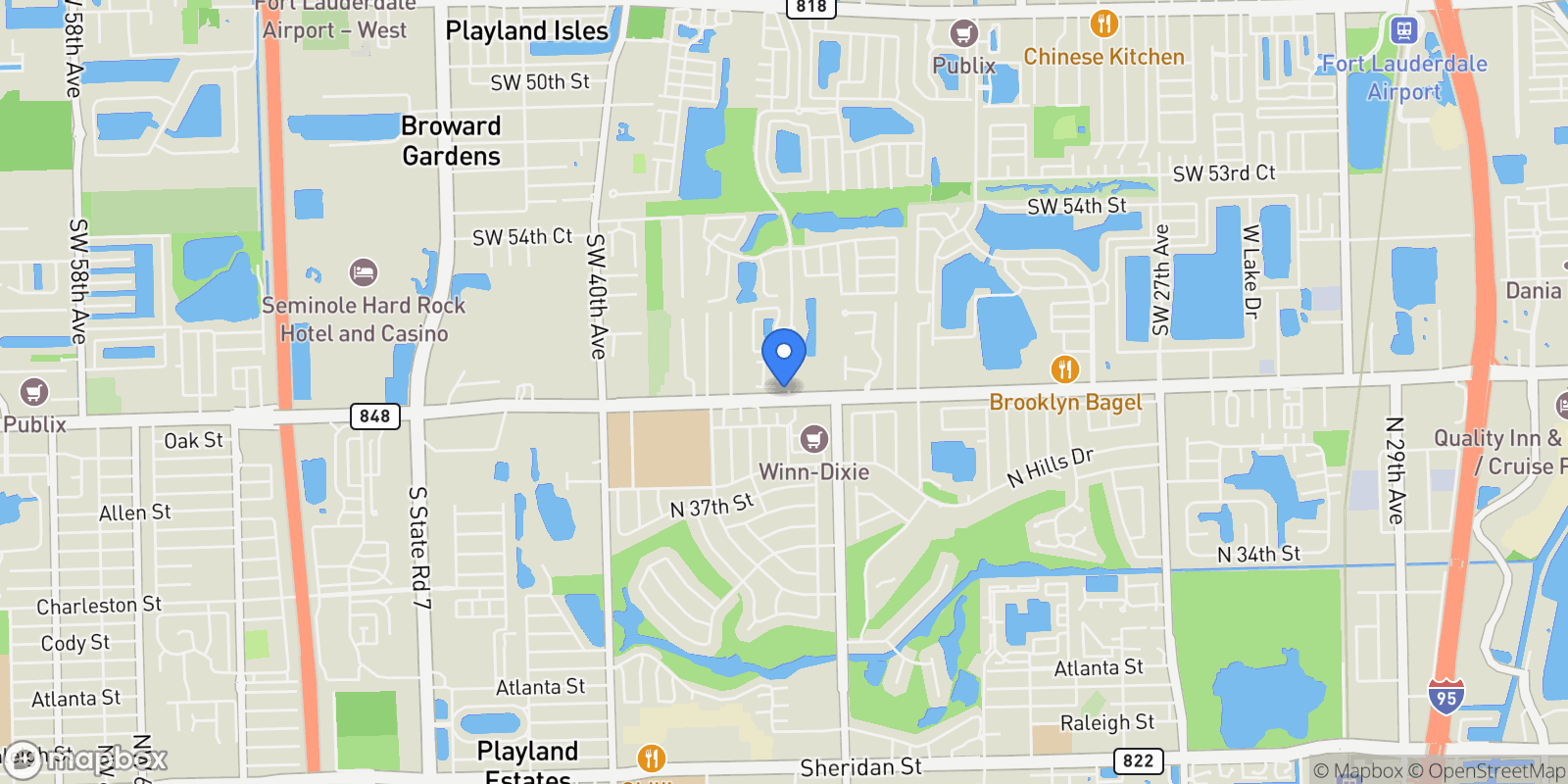 Map showing 3555 Forest View Circle, Dania Beach, FL 33312, Dania Beach, Florida, United States.