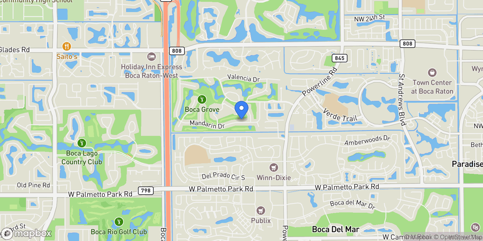 Map showing 7205 Mandarin Drive, Boca Raton, FL 33433, Boca Raton, Florida, United States.