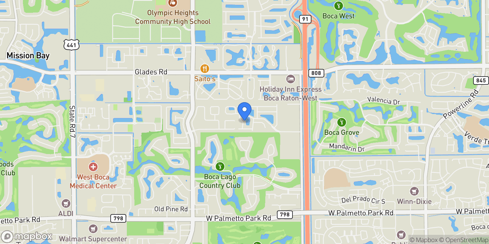 Map showing 21196 Via Ventura, Boca Raton, FL 33433, Boca Raton, Florida, United States.