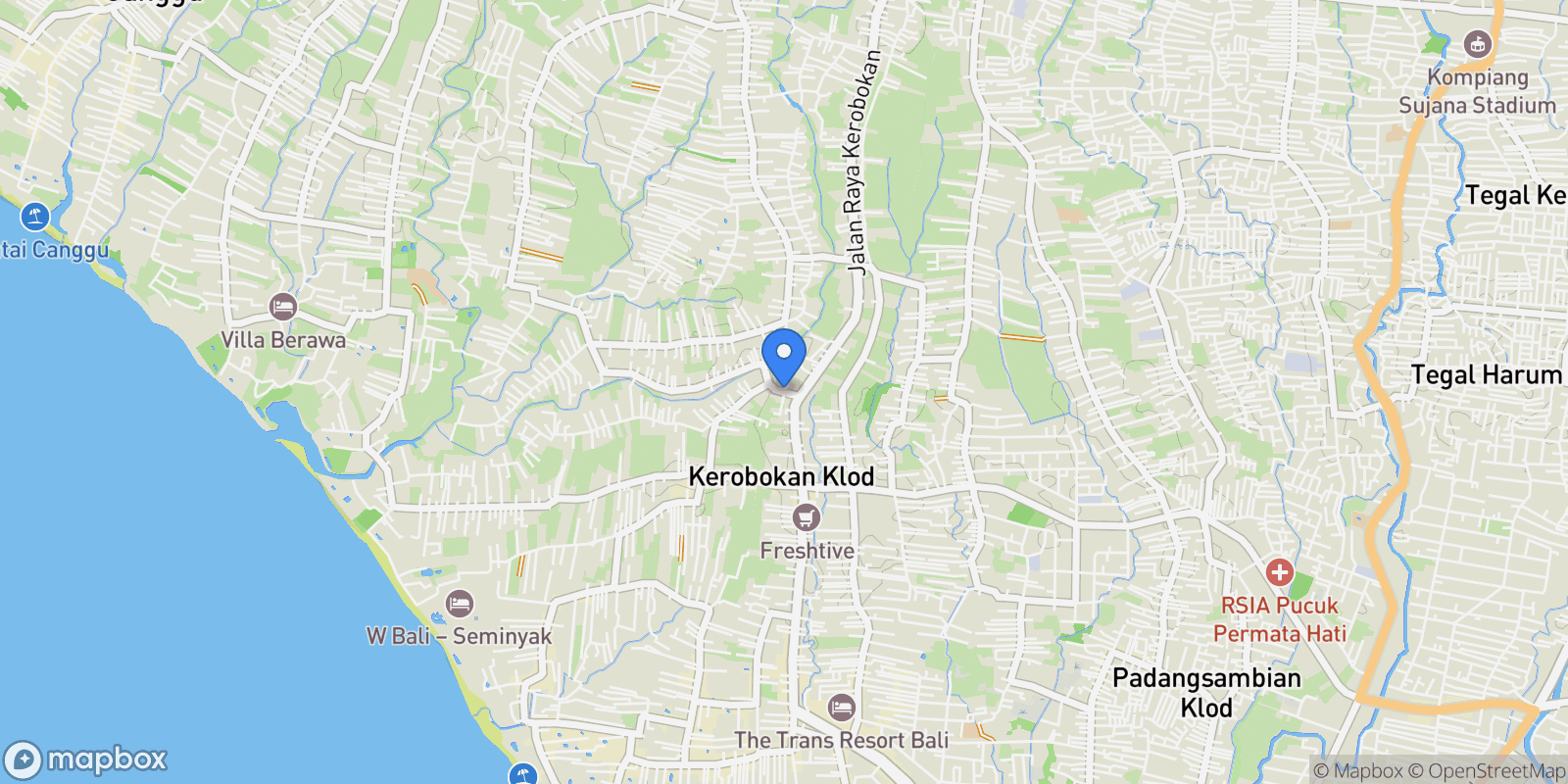 Map showing Jl. Umalas, Kerobokan Kelod, Kec. Kuta Utara, Kabupaten Badung, Bali, Indonesia, Bali, Indonesia.