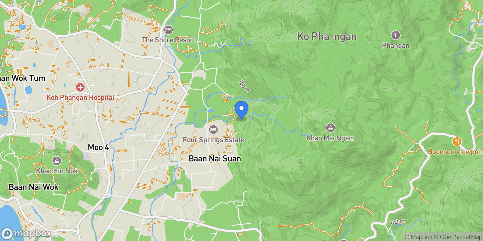 Map showing Ko Pha Ngan, Ko Pha-ngan District, Surat Thani 84280, Thailand, Ko Pha Ngan, Surat Thani, Thailand.