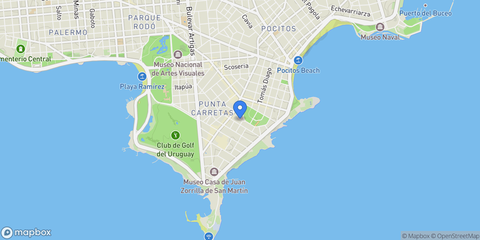 Map showing Punta Carretas, 11300 Montevideo, Montevideo Department, Uruguay, Montevideo, Departamento de Montevideo, Uruguay.