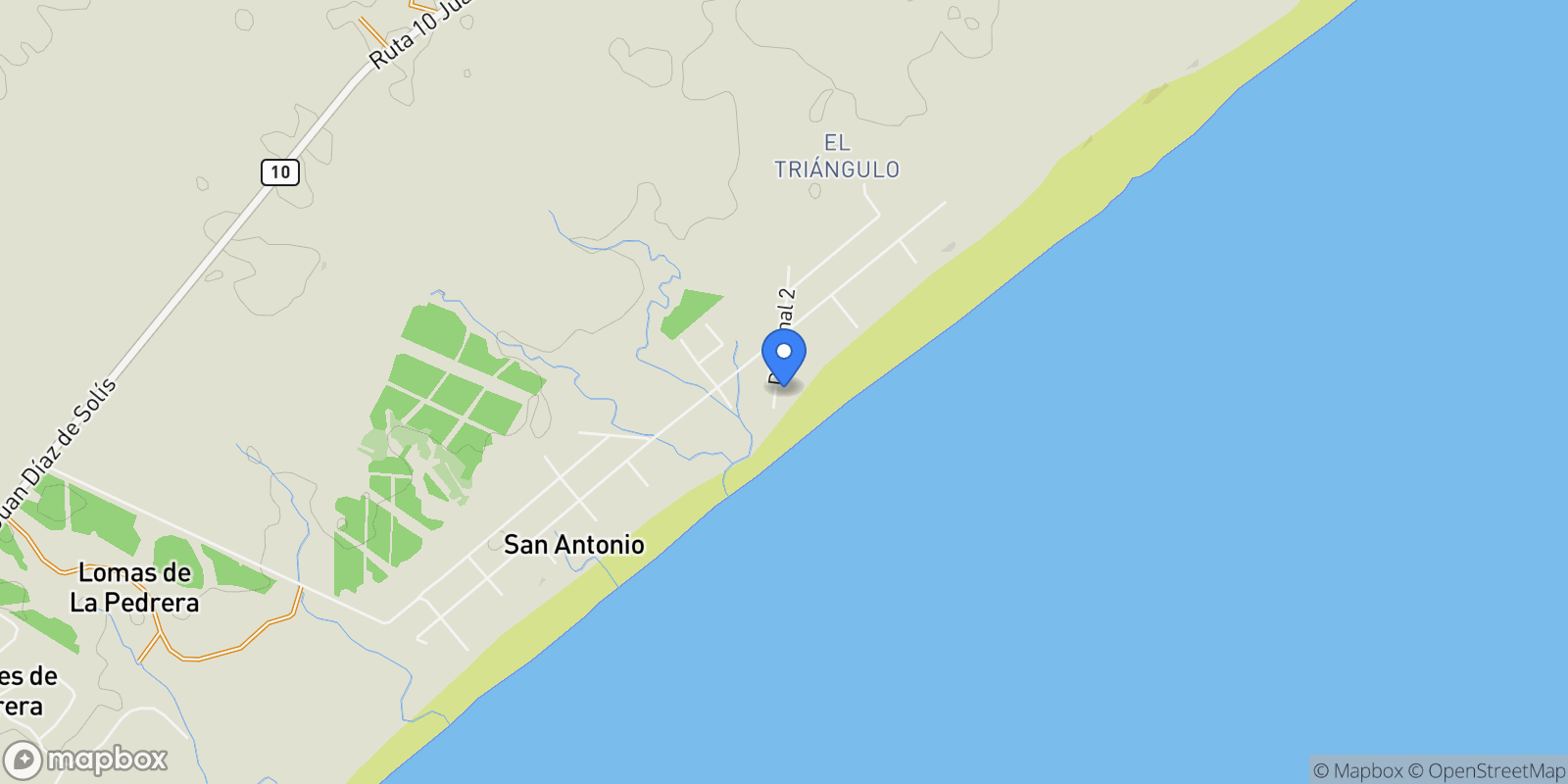 Map showing San Antonio, 4367, Rocha, MA, La Paloma, Rocha Department, Uruguay.