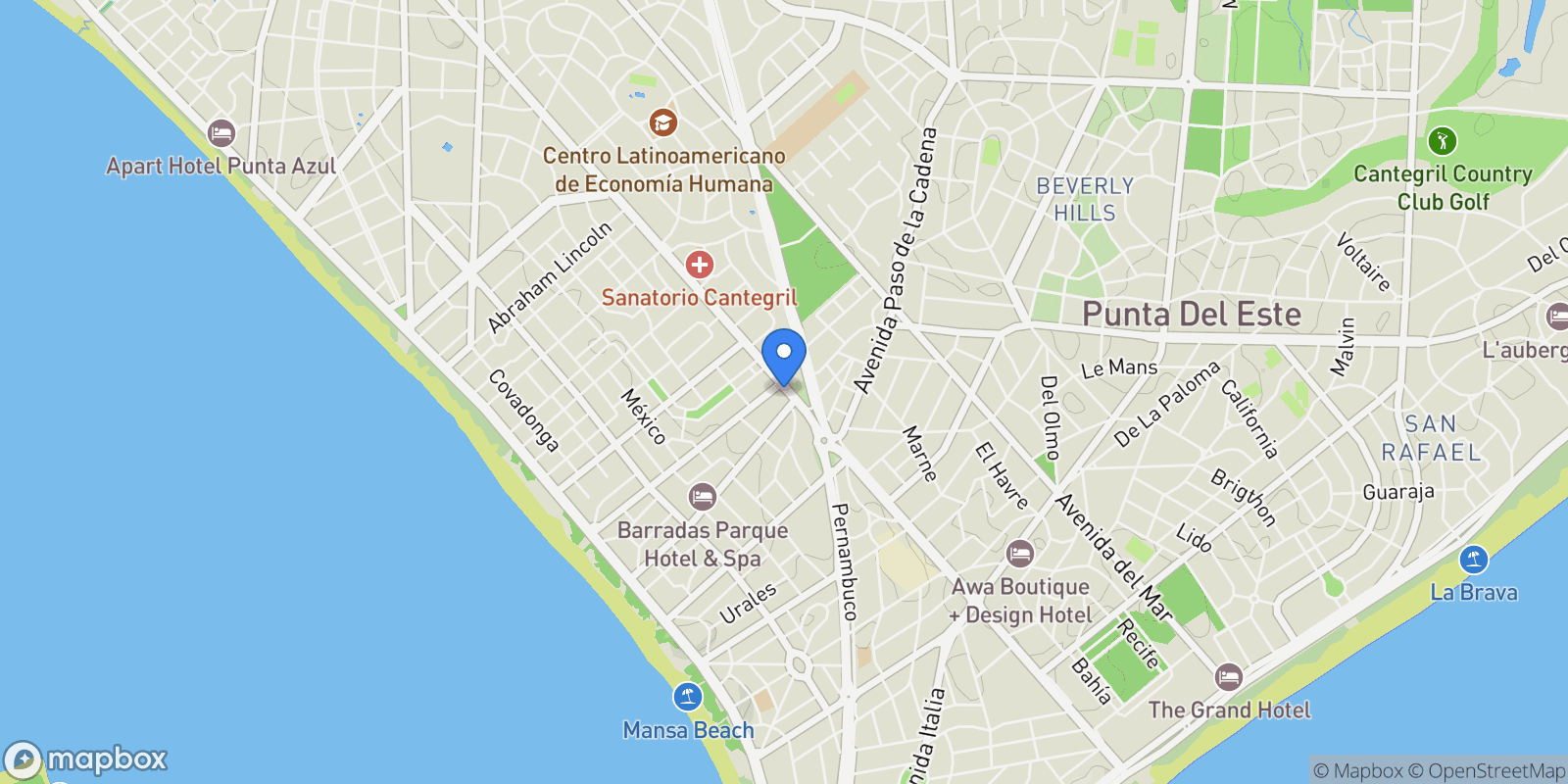 Map showing Brava, 4570, Punta del Este, MA, Punta del Este, Maldonado Department, Uruguay.