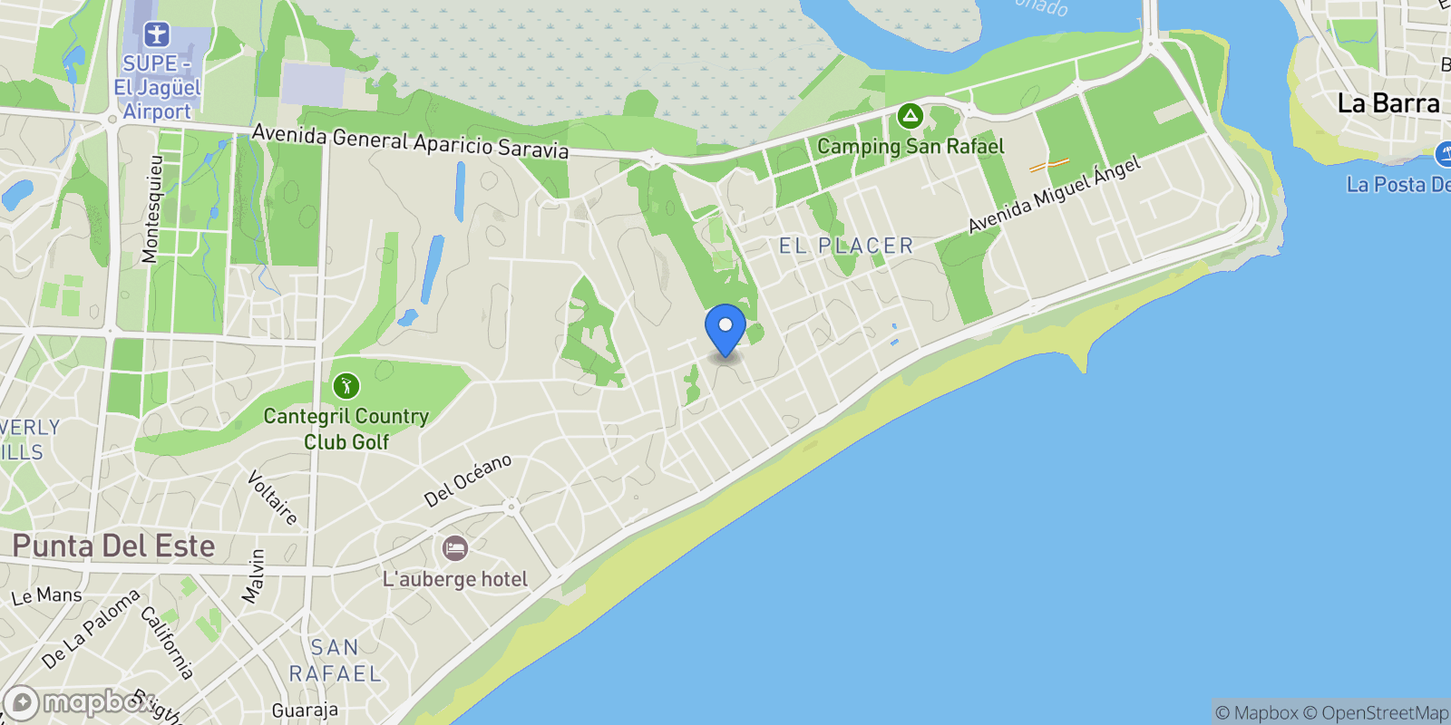 Map showing Rincón del Indio, 4502, Punta del Este, MA, Punta del Este, Maldonado Department, Uruguay.