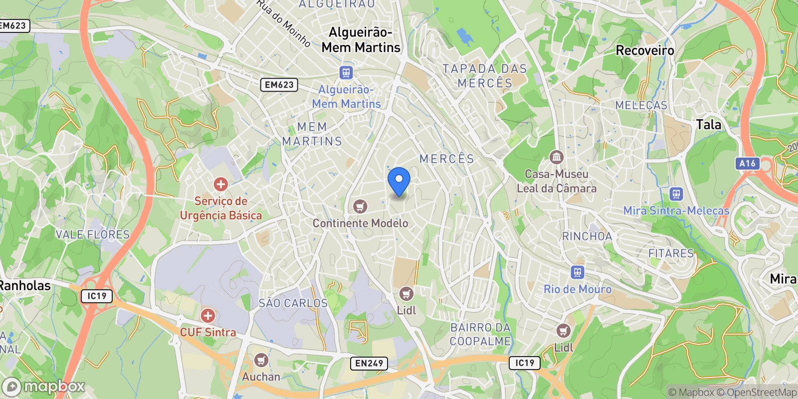 Map showing Rua de Santo André, Algueirao-Mem Martins, Lisbon, Portugal.