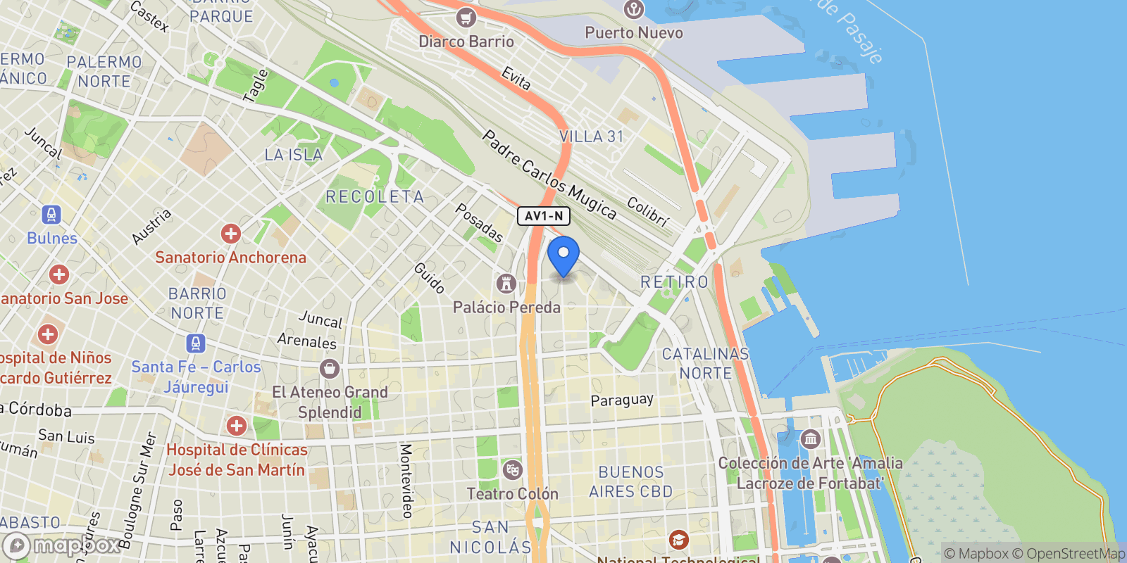 Map showing Suipacha al 1300, Retiro, Buenos Aires, Buenos Aires, Argentina.