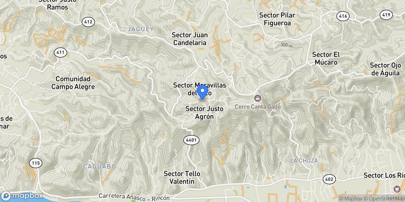 Map showing Rincon CARR 411 K5 H5, Rincon, Puerto Rico.