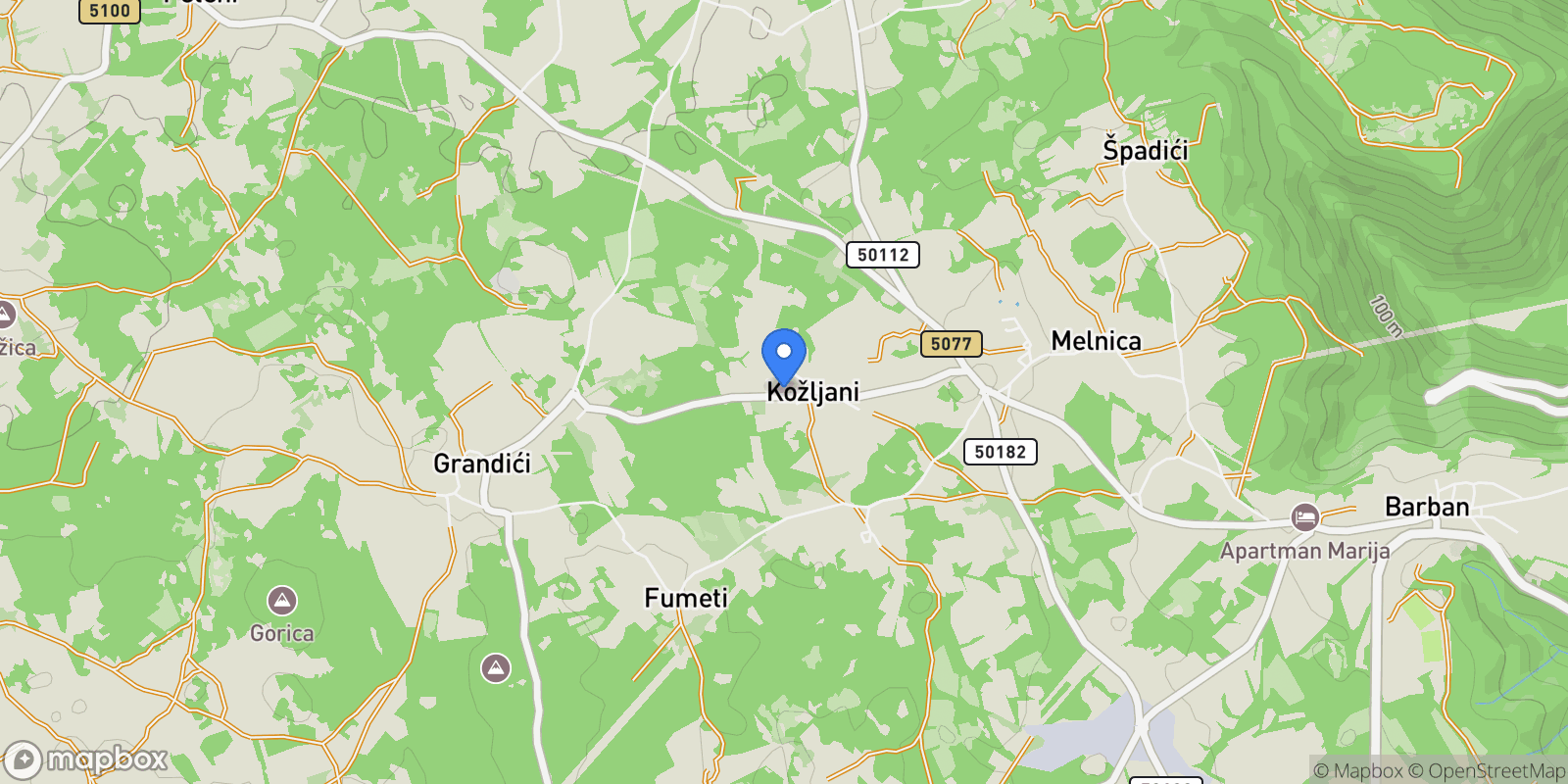 Map showing Kozljani, Istria County, Croatia.