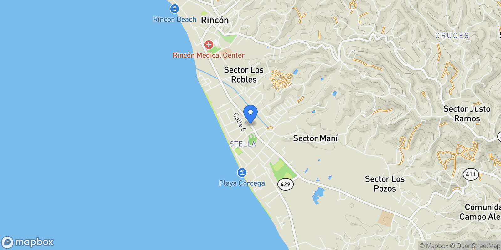 Map showing Rincon CARR 115 KM 11.5, Stella, Rincón, Puerto Rico.