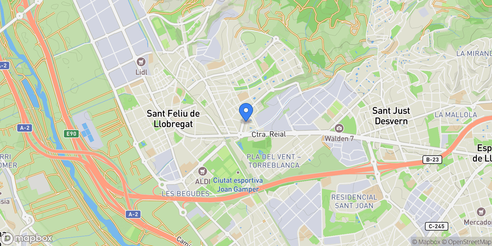 Map showing Les Roses - Castellbell, Sant Feliu de Llobregat, BARCELONA, Sant Feliu de Llobregat, Sant Feliu de Llobregat, Catalonia, Spain.