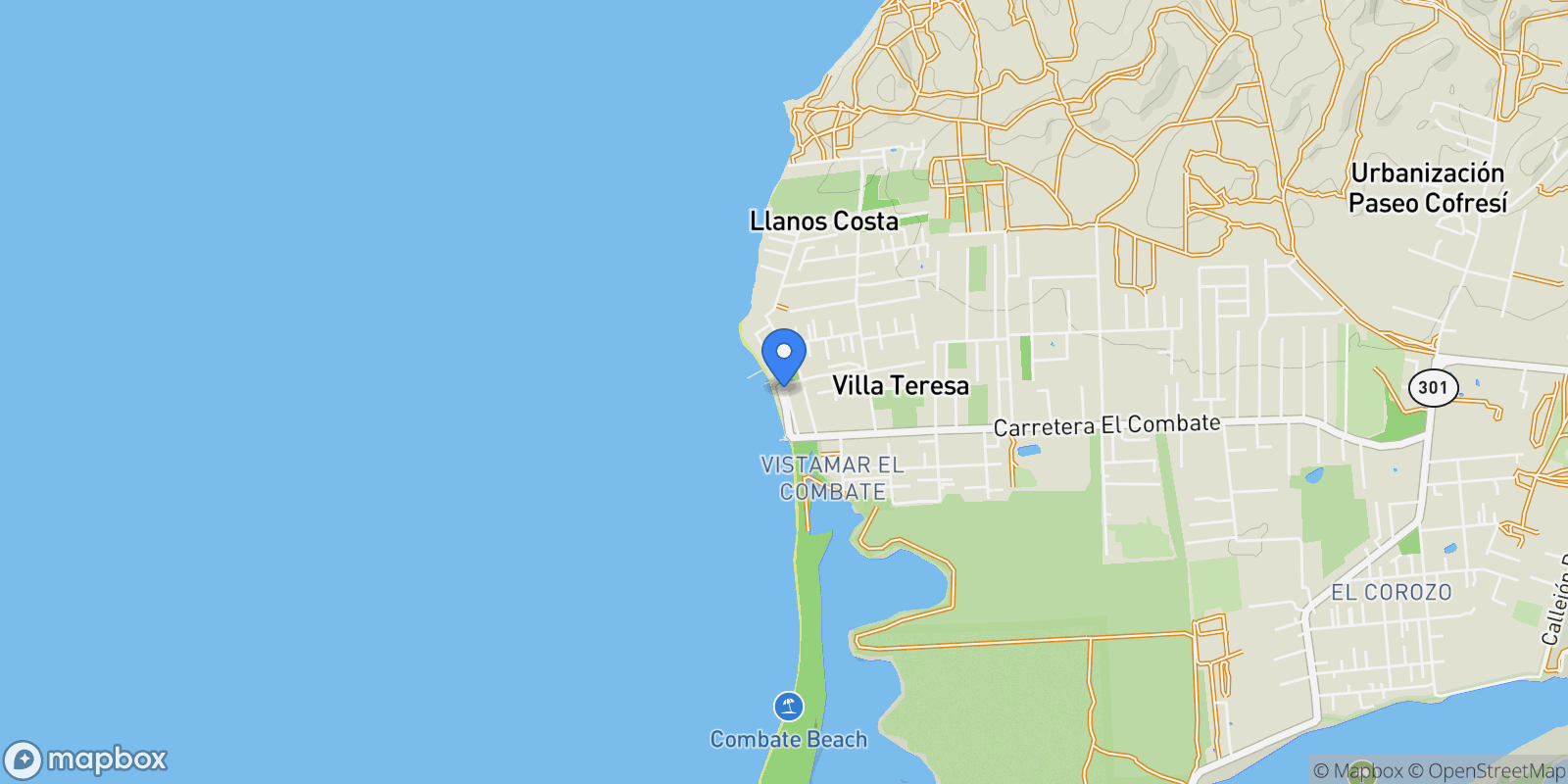 Map showing Cabo Rojo COMUNIDAD COMBATE BO BOQUERON 0, El Combate, Cabo Rojo, Puerto Rico.