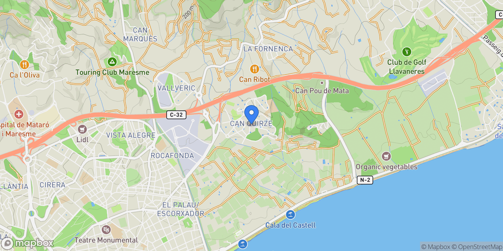 Map showing anoia, Barcelona, Mataro, Catalonia, Spain.