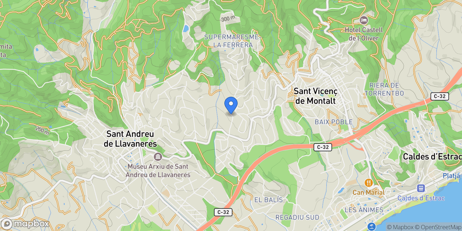 Map showing golf, Urbanización Supermaresme, 08394 Sant Vicenç de Montalt, Barcelona, Spain, Sant Vicenc de Montalt, Catalonia, Spain.