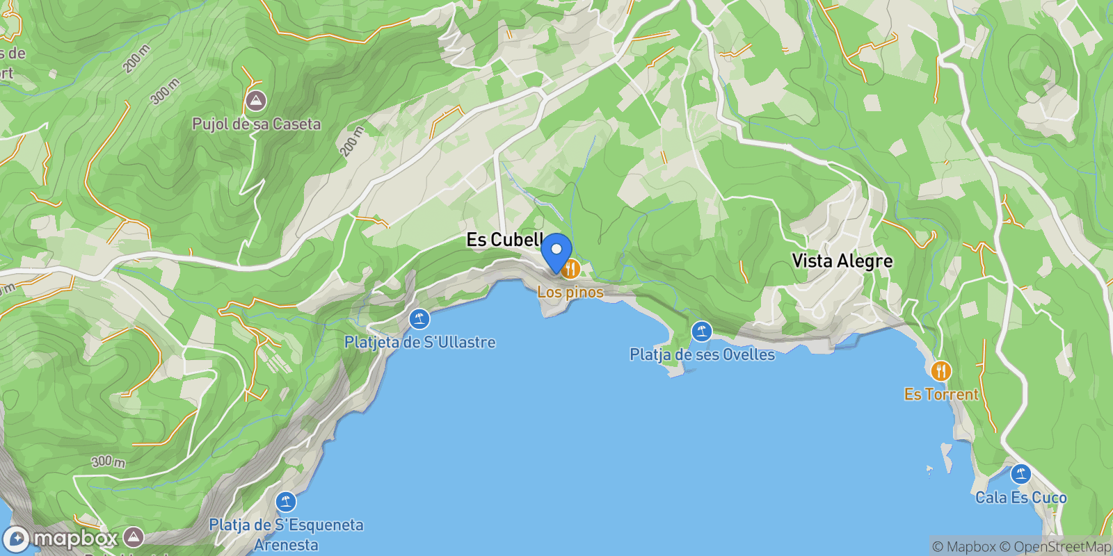Map showing 07839 Es Cubells, Balearic Islands, Spain, Es Cubells, Sant Josep de sa Talaia, Balearic Islands.