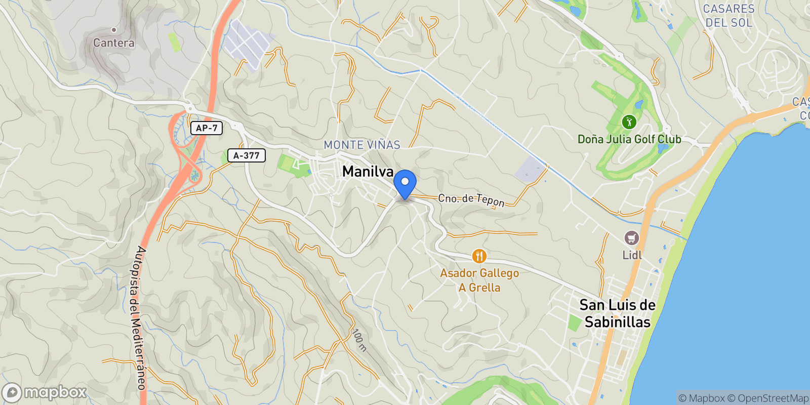 Map showing Camino del Peñoncillo, 29691, Manilva, Malaga, Manilva, Manilva, Andalusia, Spain.