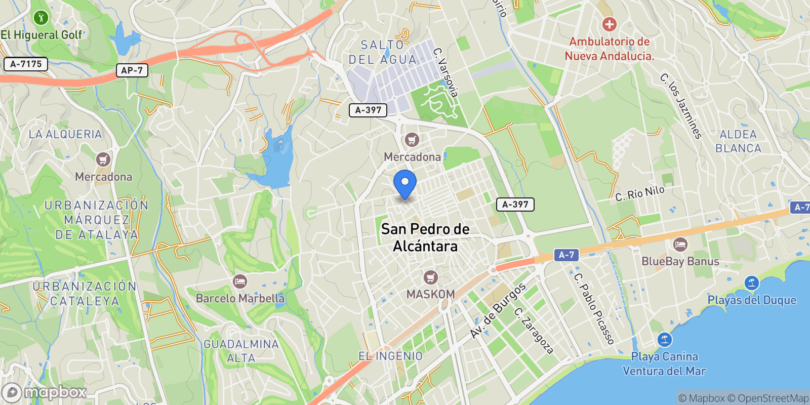Map showing Diseminado Ensanche Sur I, 29670, Marbella, Malaga, Marbella, San Pedro de Alcantara, Andalusia, Spain.