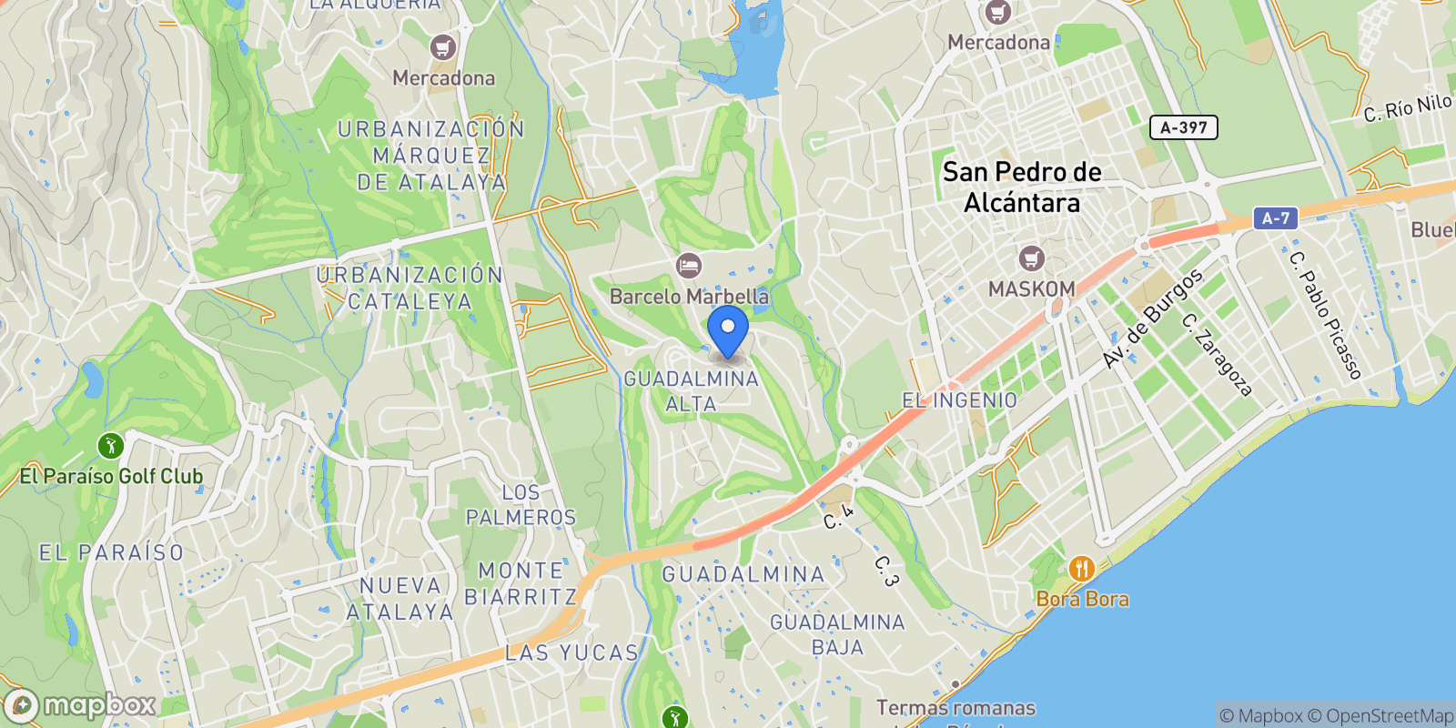 Map showing Calle 19 E, 29678, Marbella, Malaga, Marbella, Guadalmina Alta, San Pedro de Alcantara, Spain.