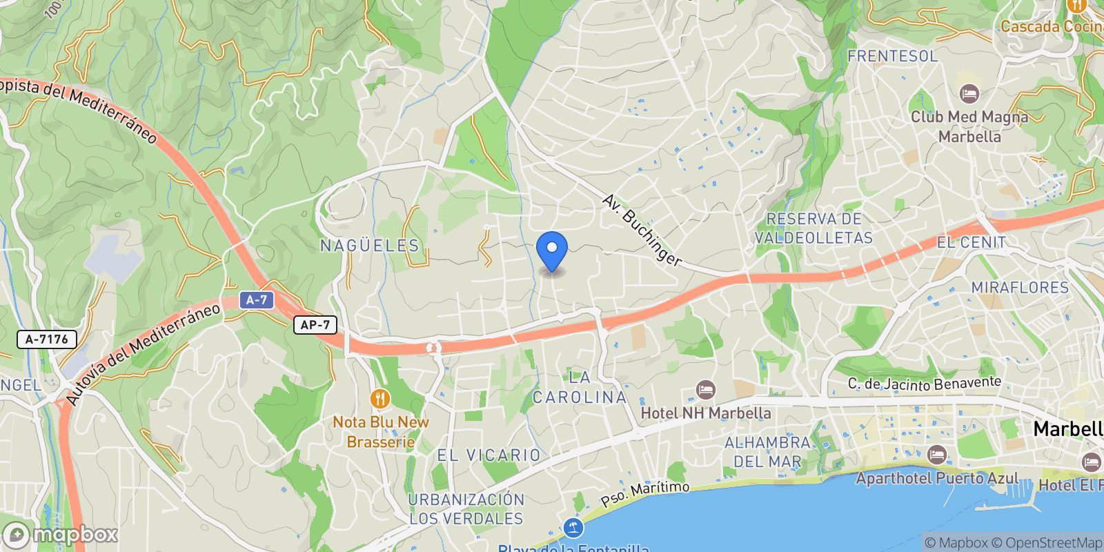 Map showing Calle Casares, 29602, Marbella, Malaga, Marbella, Sierra Blanca, Marbella, Spain.