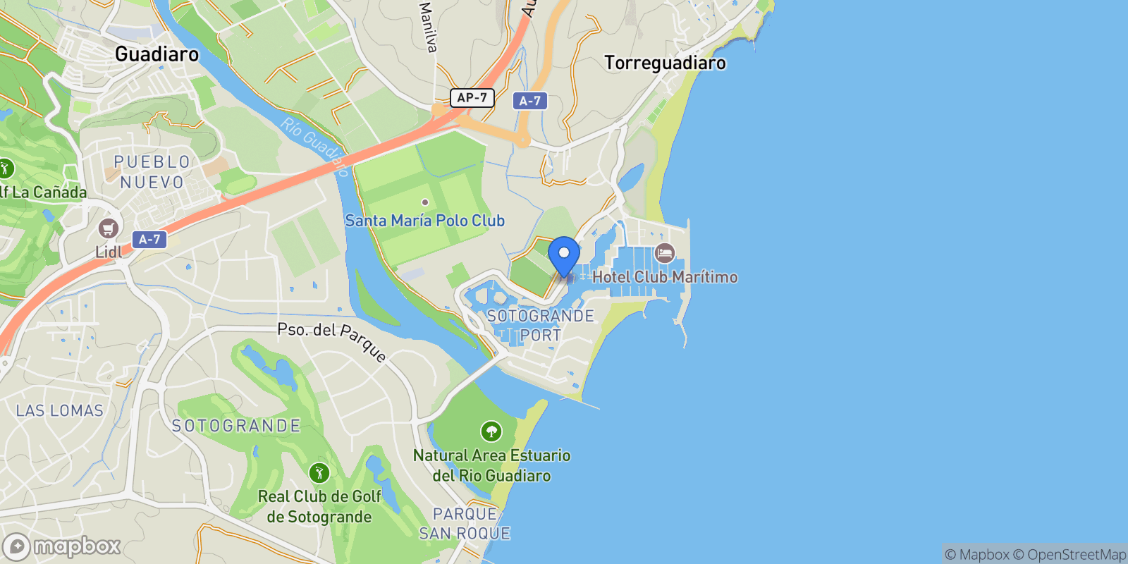 Map showing Avenida de la Marina, 11310, San Roque, Cadiz, San Roque, Sotogrande, San Roque, Andalusia.