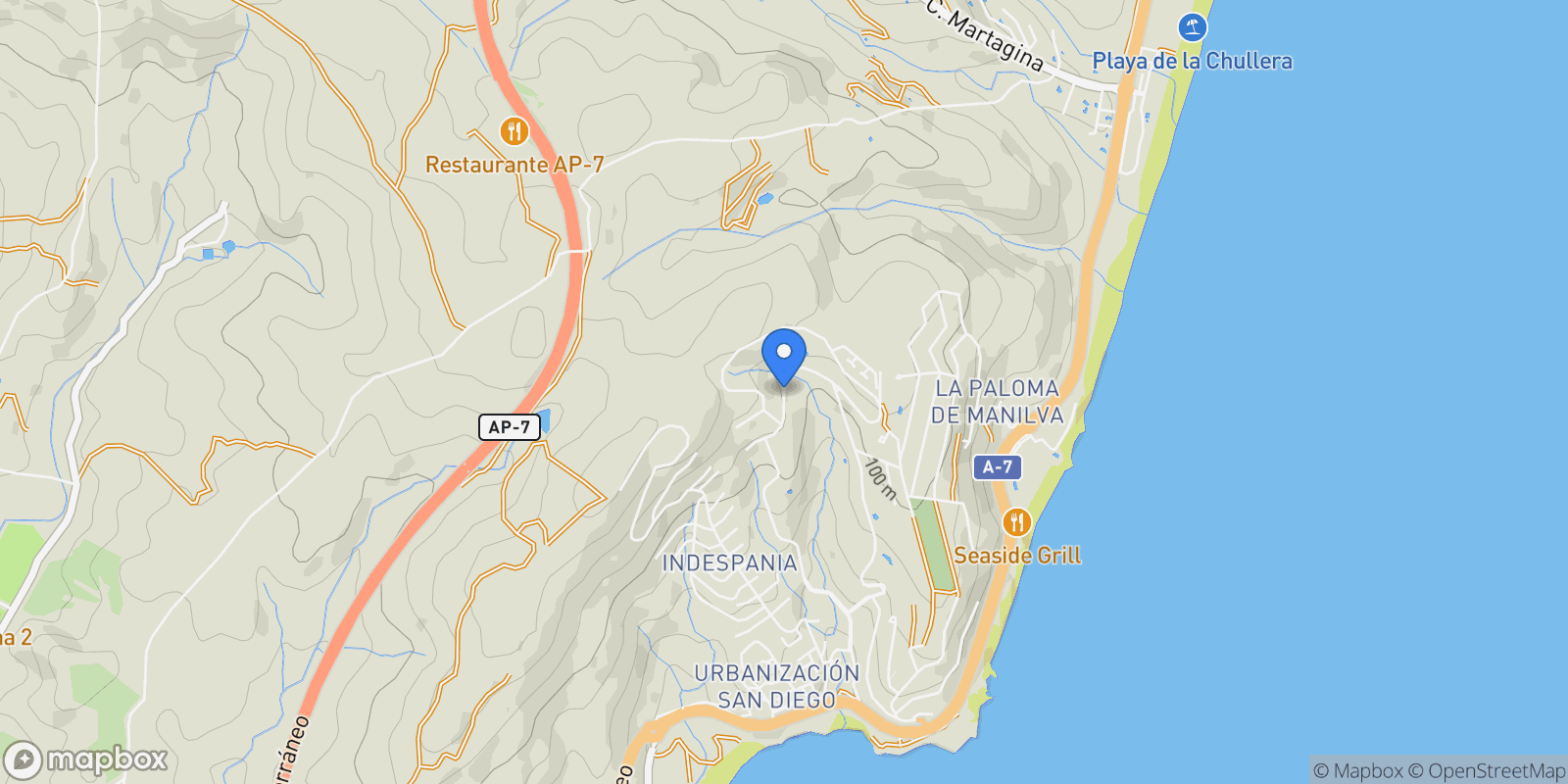 Map showing Avenida Sierra Nevada, 29691, Manilva, Malaga, Manilva, Manilva, Andalusia, Spain.