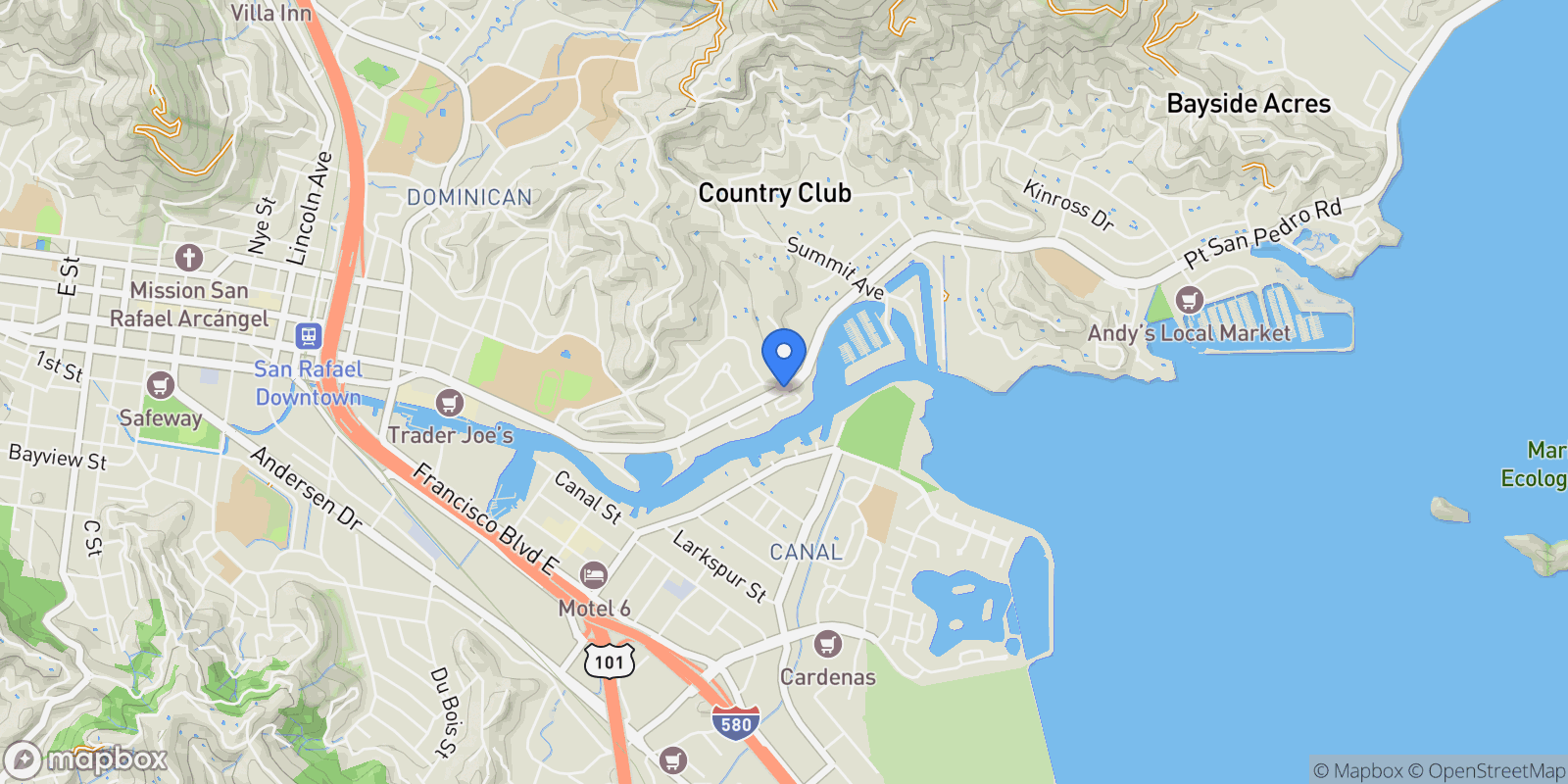 Map showing 9 Porto Bello Drive, San Rafael, CA 94901, San Rafael, California, United States.
