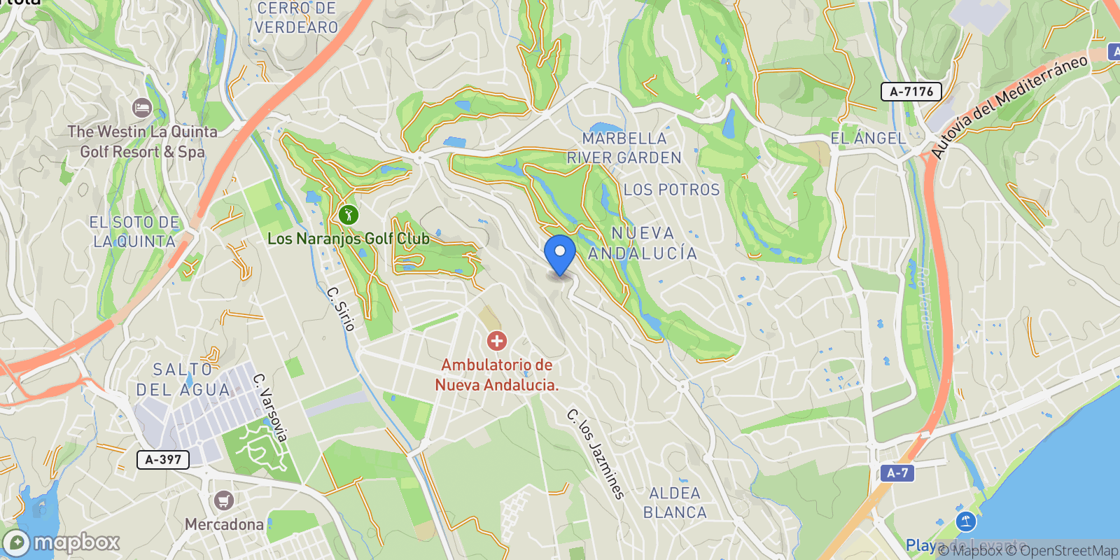 Map showing Calle Cartuja 17-D, 29660, Marbella, Malaga, Marbella, Nueva Andalucia, Marbella, Spain.