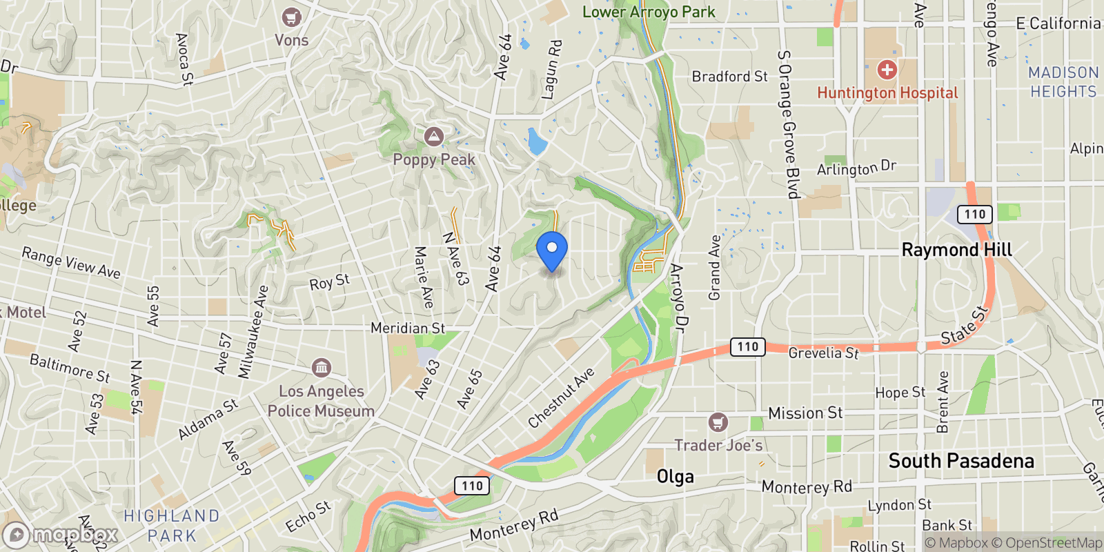 Map showing 943 N Avenue 66, Los Angeles, California, United States.