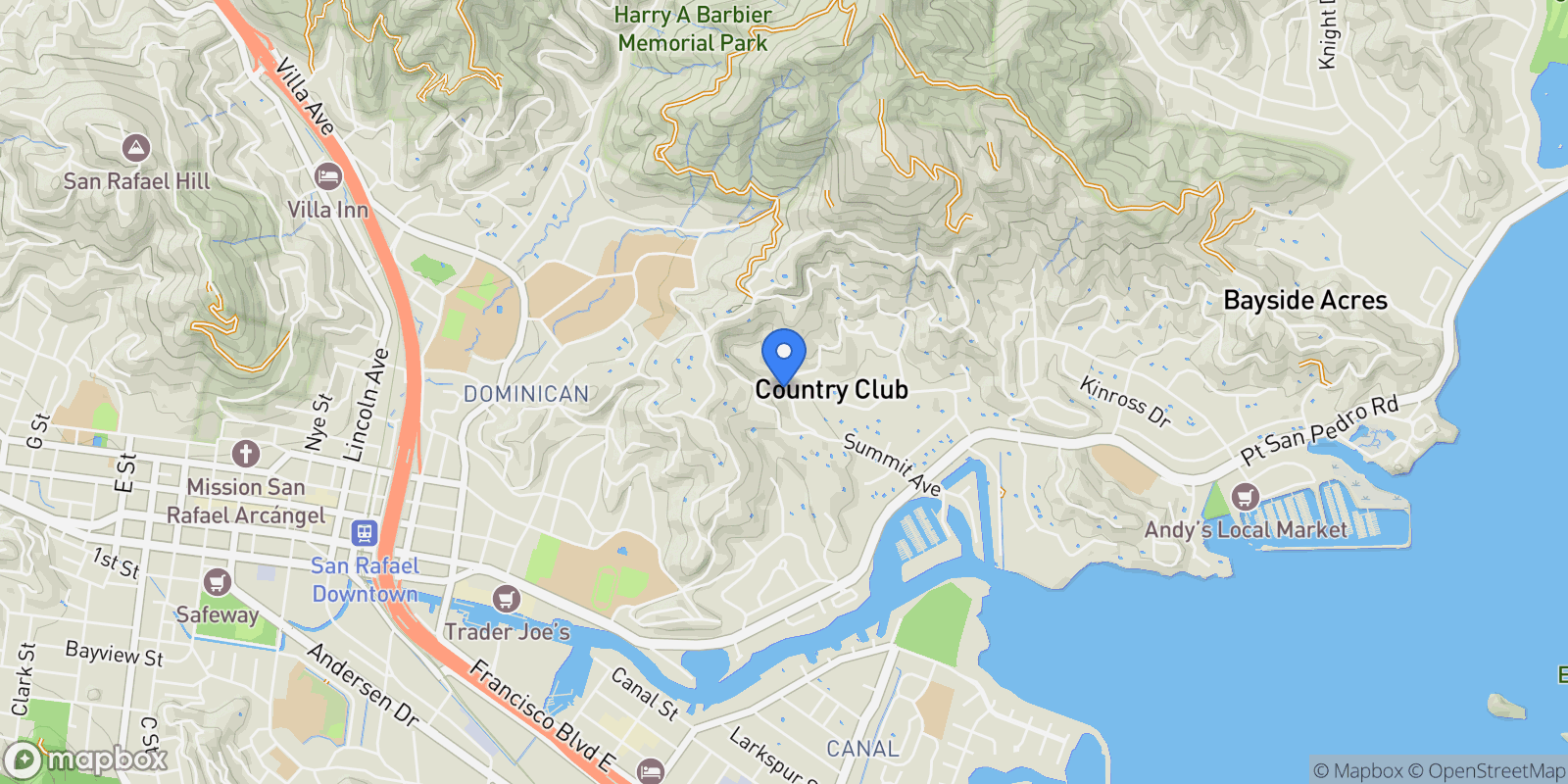 Map showing 120 Fairway Drive, San Rafael, CA 94901, San Rafael, California, United States.