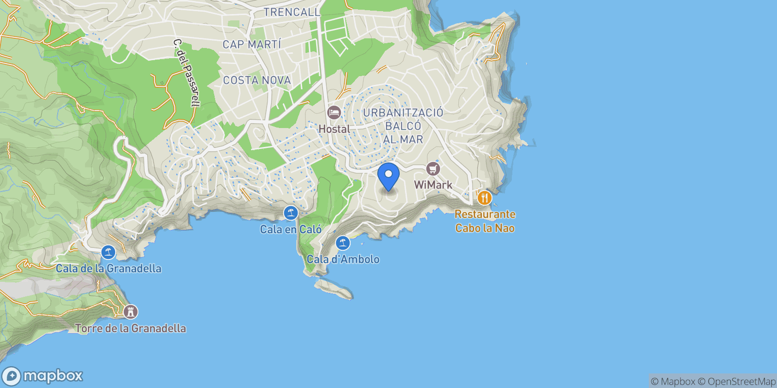 Map showing JAVEA, Alicante, Xabia / Javea, Valencian Community, Spain.