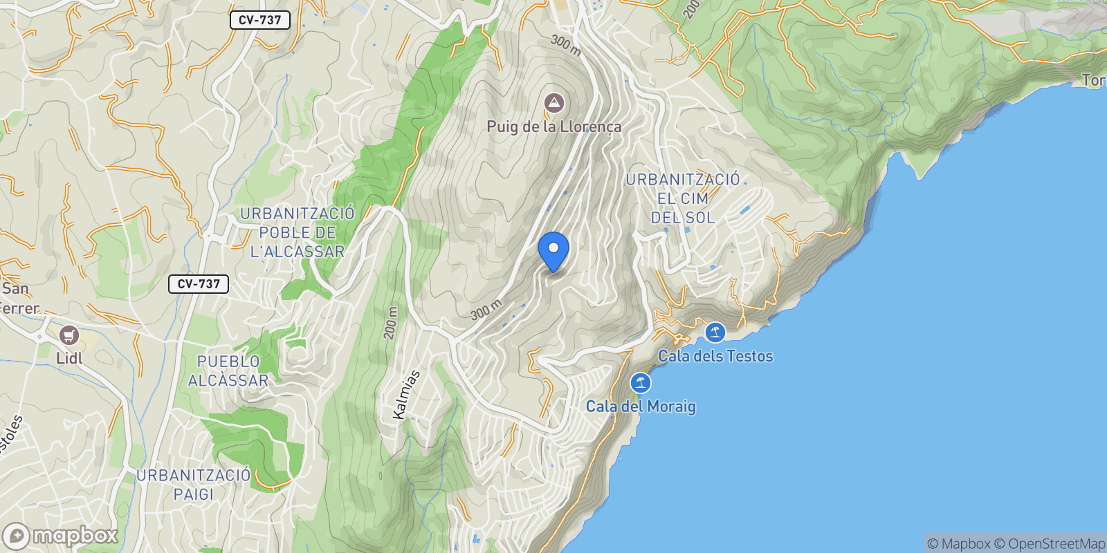 Map showing BENITACHELL, Alicante, Cumbre del Sol, el Poble Nou de Benitatxell / Benitachell, Valencian Community.