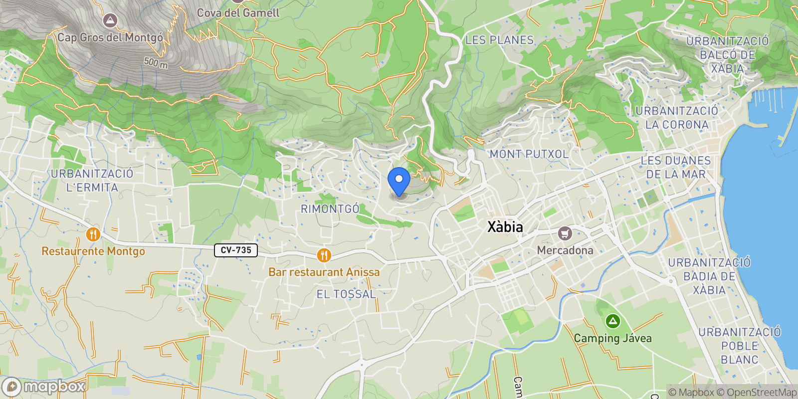 Map showing Xabia / Javea, Valencian Community, Spain.