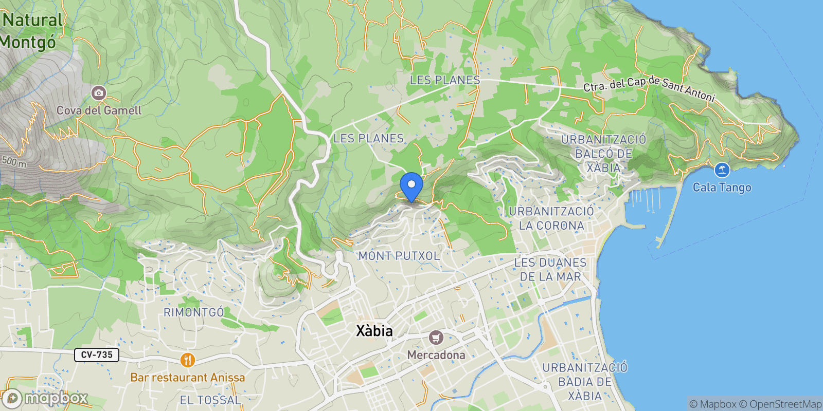 Map showing Xabia / Javea, Valencian Community, Spain.