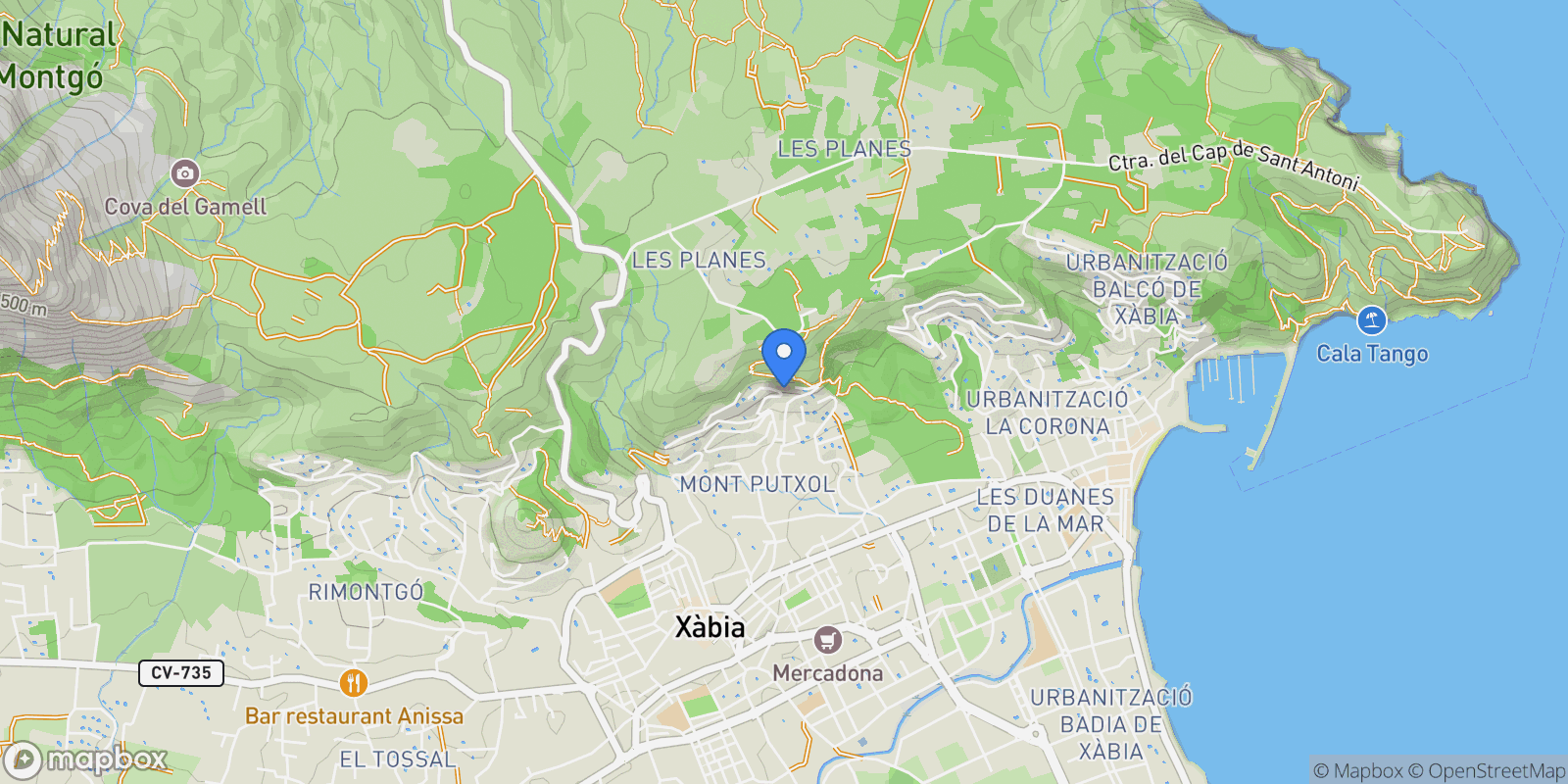 Map showing Xabia / Javea, Valencian Community, Spain.