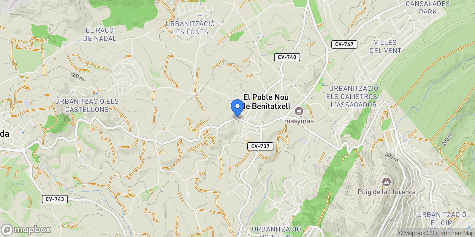 Map showing el Poble Nou de Benitatxell / Benitachell, Valencian Community, Spain.