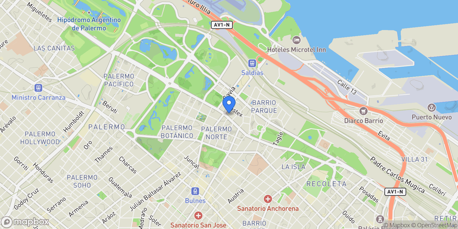 Map showing Av. Libertador al 2500, Palermo, Buenos Aires, Buenos Aires, Argentina.