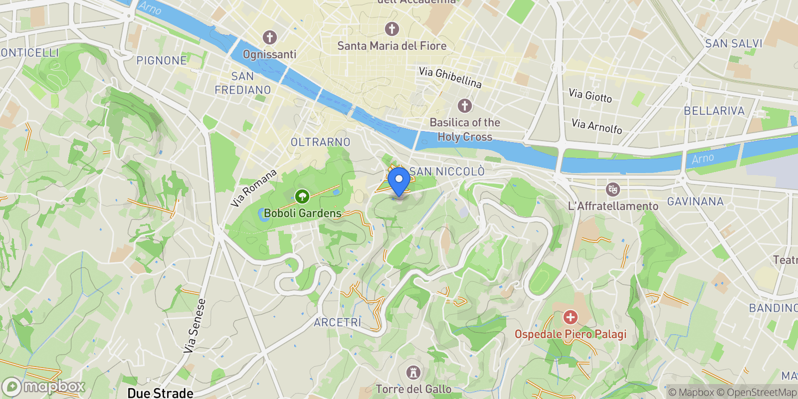 Map showing Via di Belvedere, Florence, Italy, Florence, Tuscany, Italy.