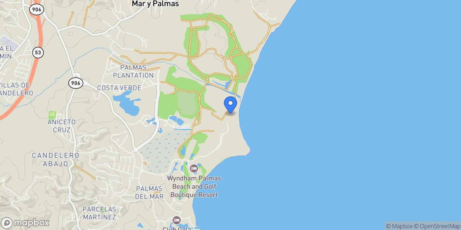 Map showing 300 Cond. The Marbella Club, Palmas del Mar, Humacao, Puerto Rico.