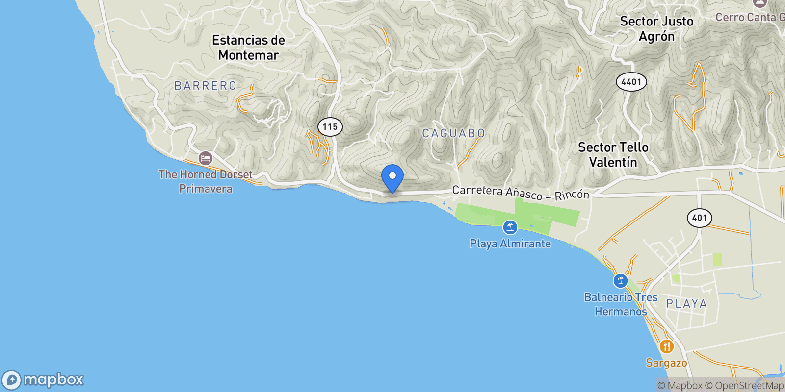 Map showing Añasco PR 115 AÑASCO RINCON 0, Añasco, Añasco, Puerto Rico.