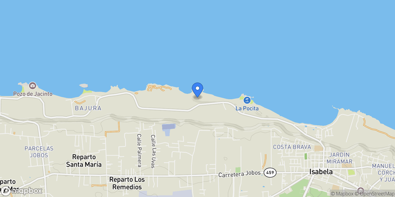 Map showing Isabela PR 466 BO.JOBOS BO. BAJURAS, ISABELA P.R 0, Bejucos, Isabela, Puerto Rico.