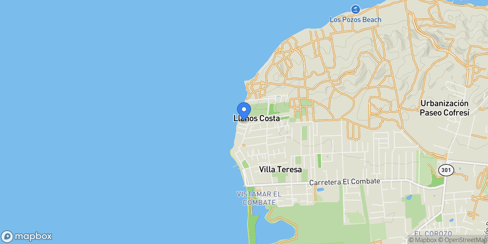 Map showing Cabo Rojo COMBATE KM 2.6 Calle 1, El Combate, Cabo Rojo, Puerto Rico.