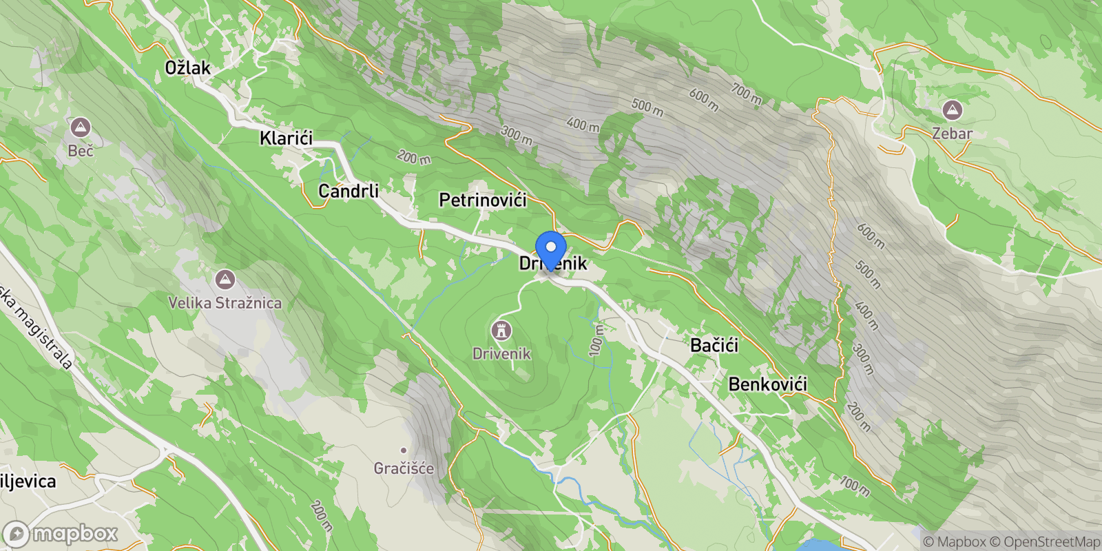 Map showing Vinodolska opcina, Primorje-Gorski Kotar County, Croatia.