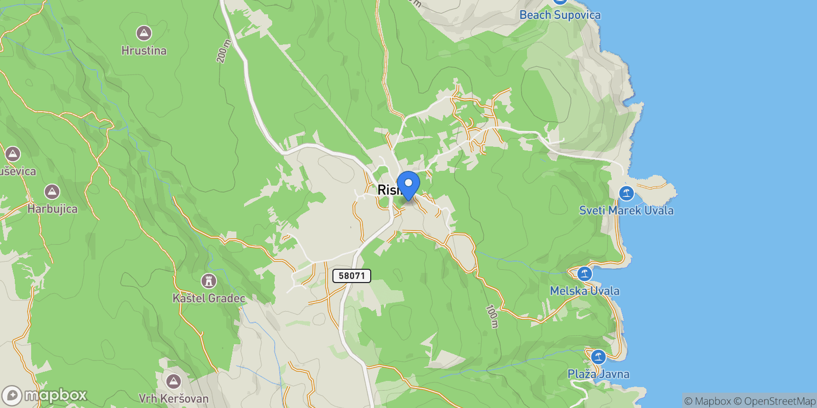 Map showing Risika, Primorje-Gorski Kotar County, Croatia.