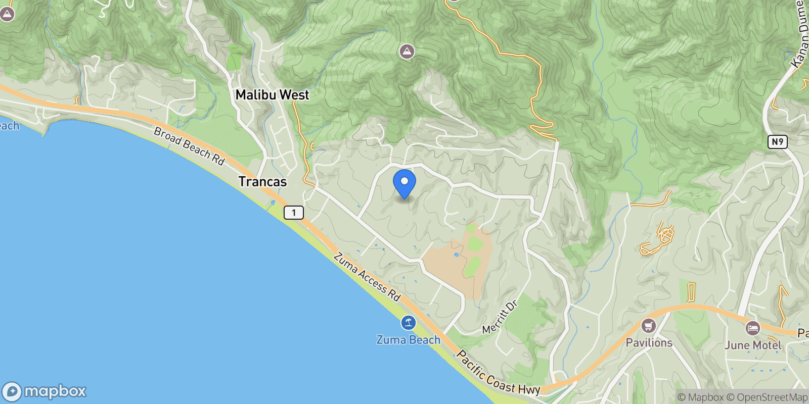 Map showing 5878 Deerhead Rd, Malibu, CA 90265, Malibu, California, United States.