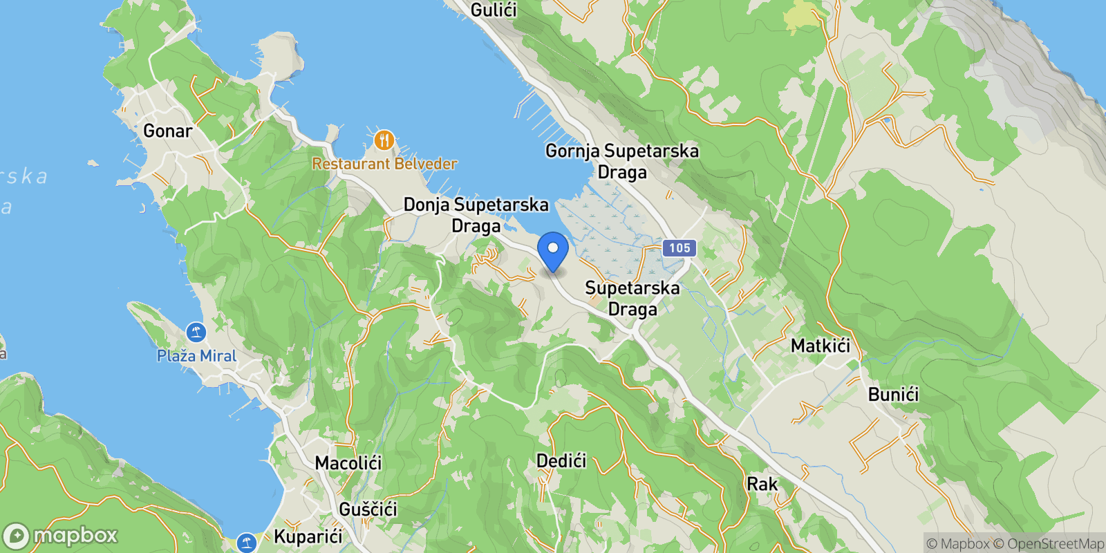 Map showing Supetarska Draga, Primorje-Gorski Kotar County, Croatia.
