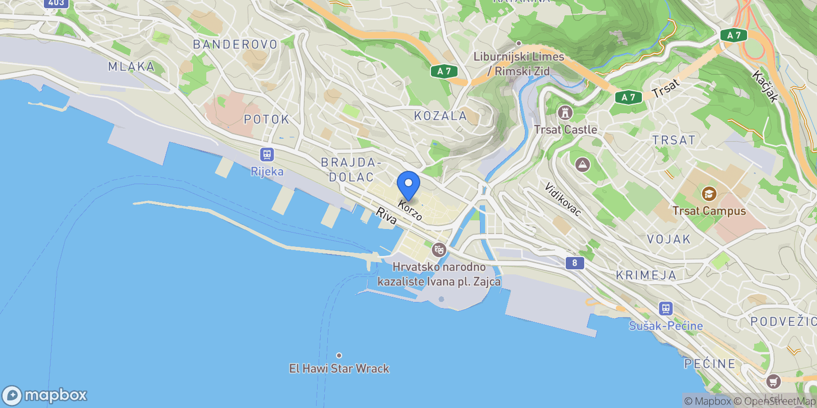 Map showing Mjesni odbor Luka, Grad Rijeka, Primorje-Gorski Kotar County.