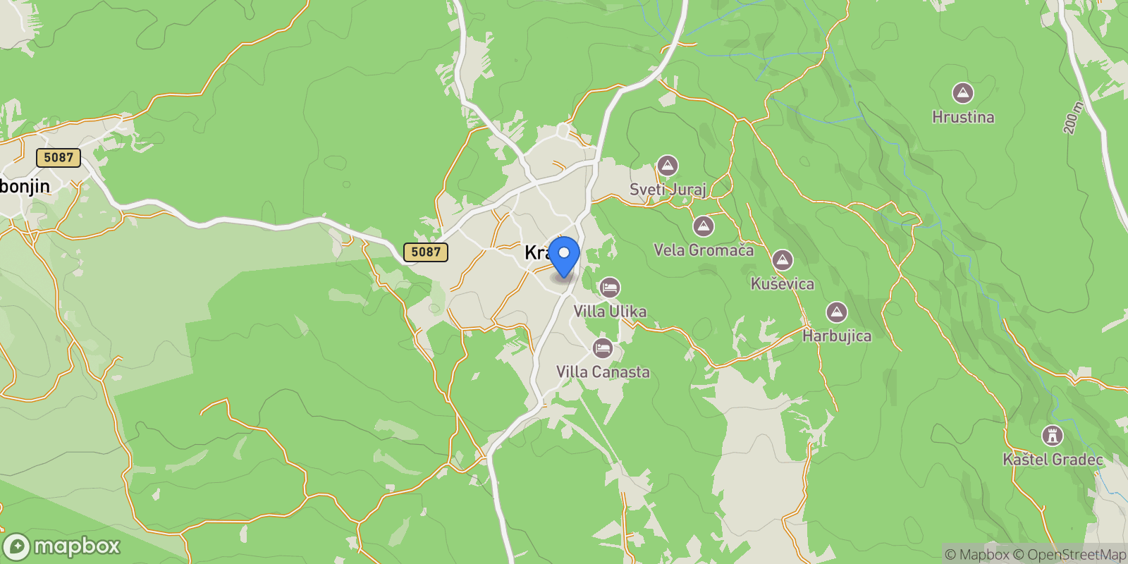 Map showing Kras, Primorje-Gorski Kotar County, Croatia.